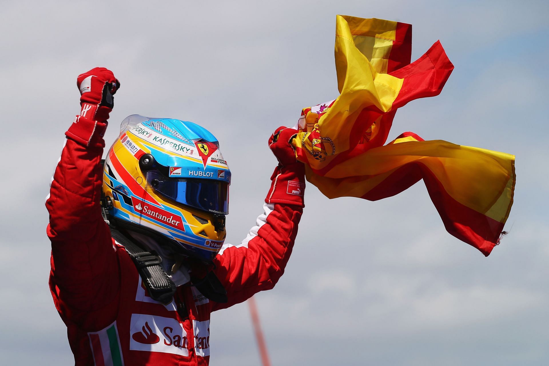 Fernando Alonso celebrates after winning the Spanish Formula One Grand Prix in 2013. Source: Getty